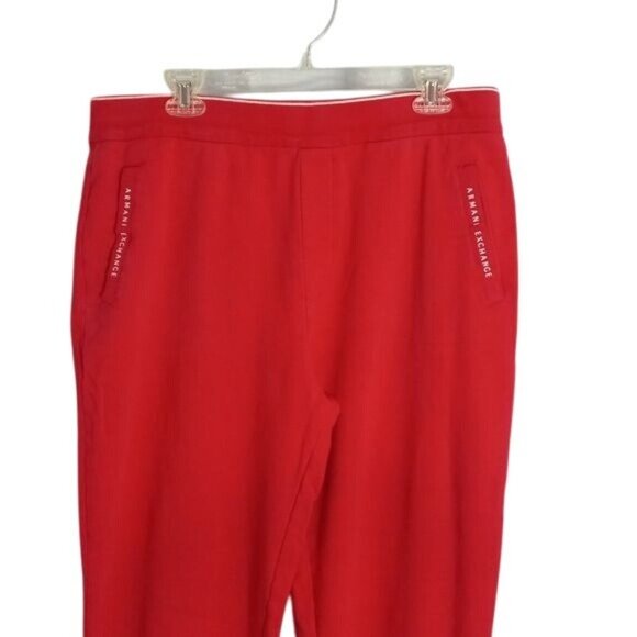 Armani Exchange Size L Pants Joggers Flaw Red Athletic Sweats Pockets Leisure - Picture 7 of 11